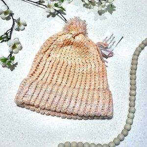Artisan peach/pink/cream boho dream hat/touque/beanie hat cabin cottagecore vibe